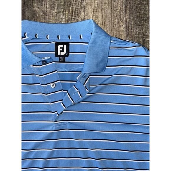 Men’s Footjoy Light Blue Striped Golf Polo Large - Picture 1 of 3